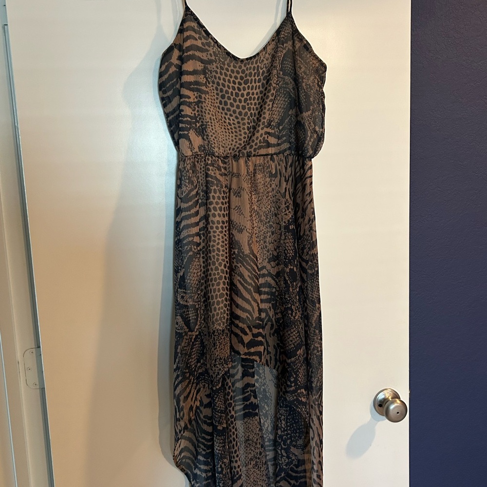 Vintage Animal Print High Low Dress